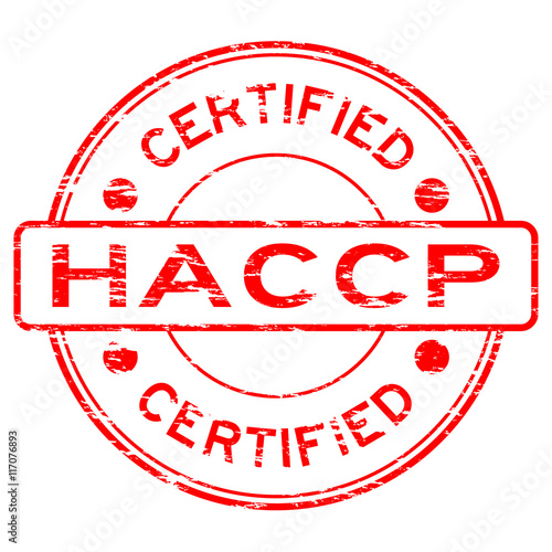 Grunge red HACCP (Hazard Analysis Critical Control Points) certi