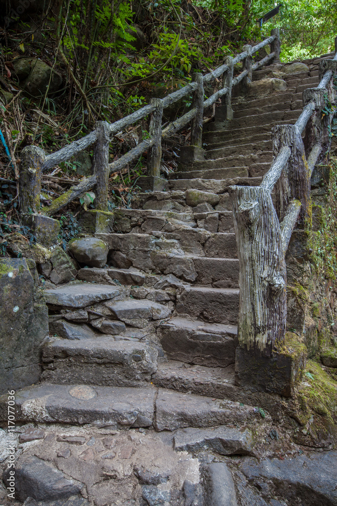 stair made from rock and cement of Namtok Phliu National Park Ch