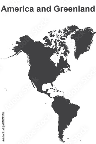 Outlined map America and Greenland
