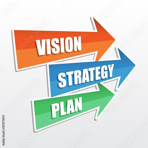 vision, strategy, plan in arrows, flat design, vector