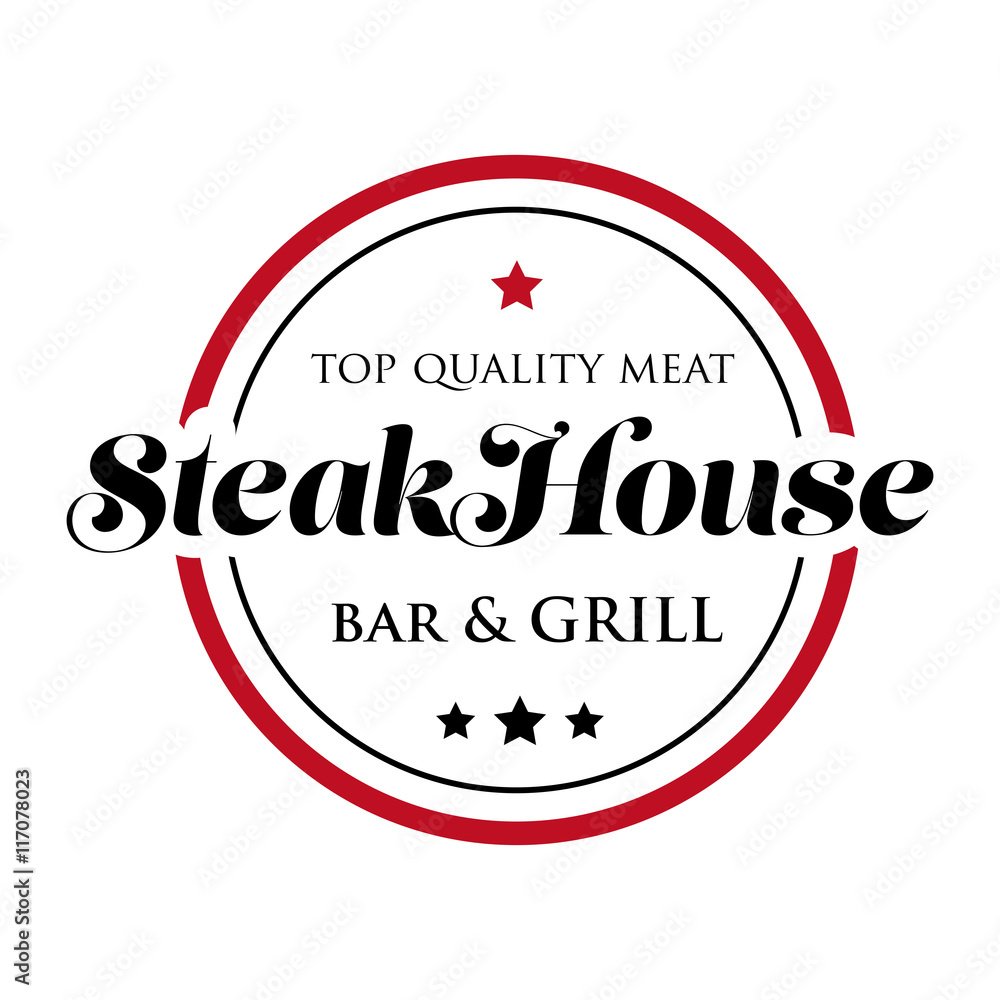 Steakhouse stamp logo - grill and bar