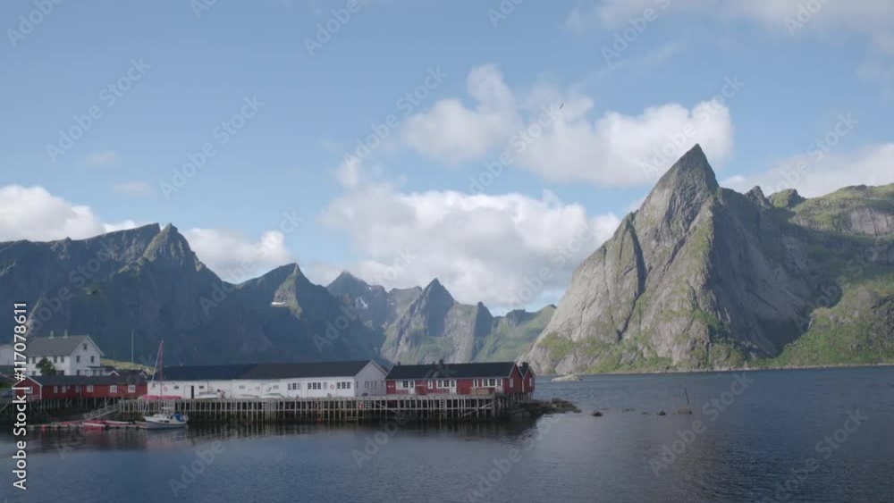 view of a fishing village in the lofoten islands, norway view of a fishing village in the lofoten islands, norway