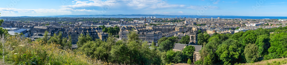 Panorama on mountain view point over Edinburgh city.
