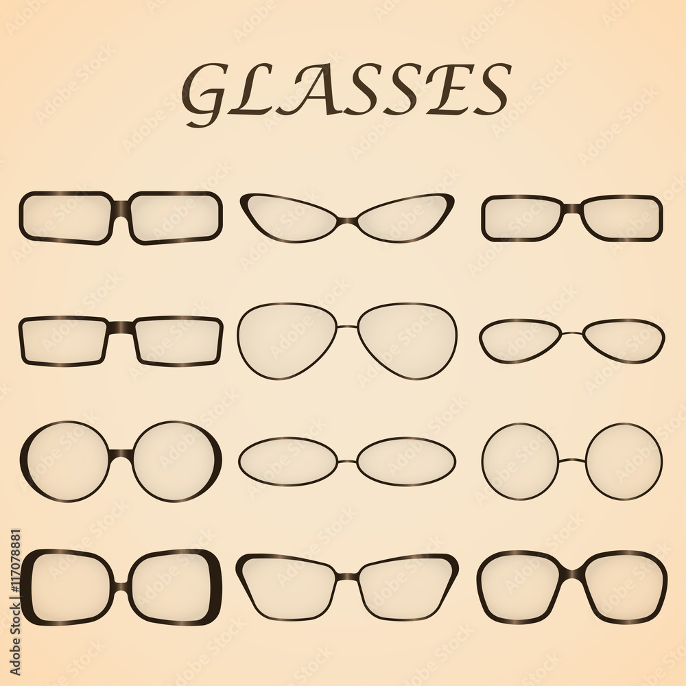 Set of glasses. Vector illustration Set of glasses. Vector illustration