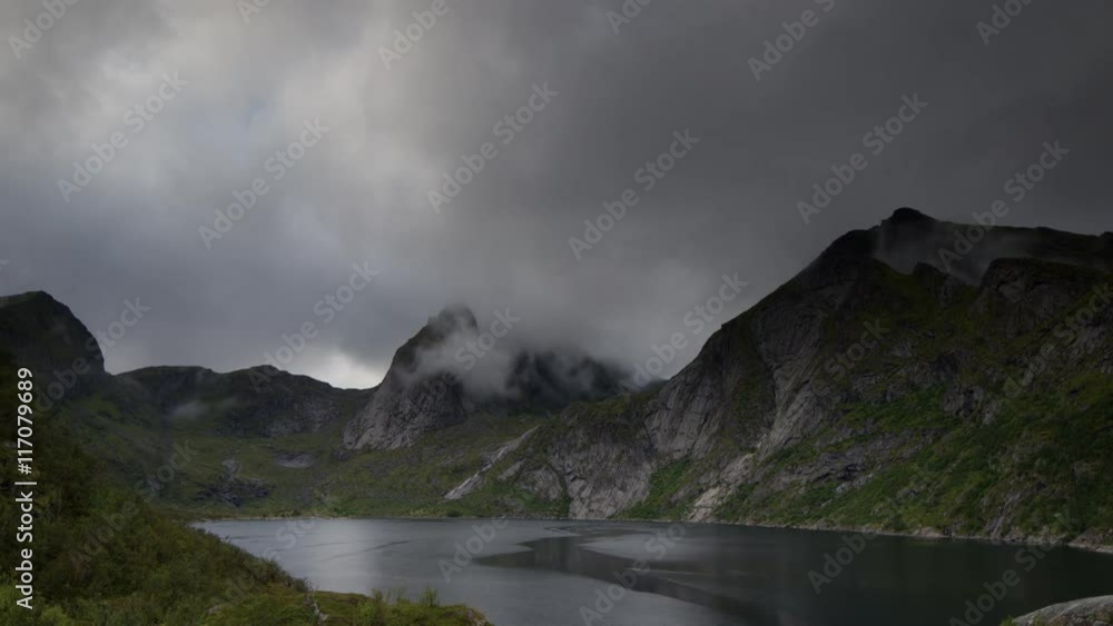 lake in the lofoten islands norway