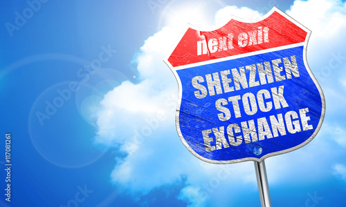 shenzhen stock exchange, 3D rendering, blue street sign photo