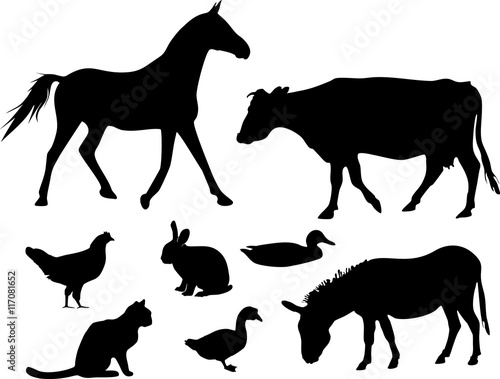 Silhouettes of farm animals