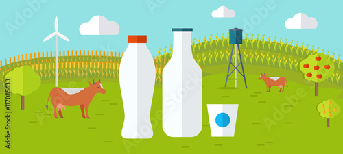 Organic Milk Farm Concept Web Banner
