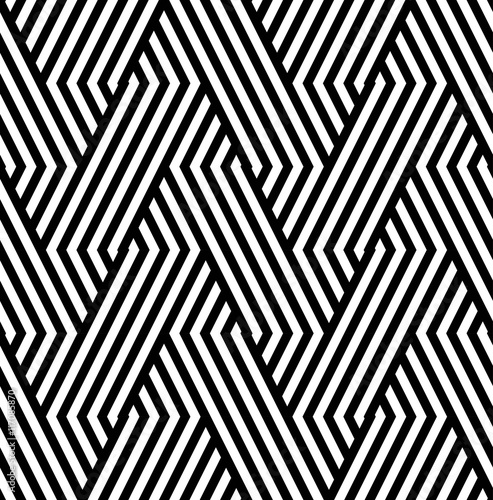 Vector seamless texture. Modern abstract background. Monochrome repeating pattern of intersecting bands.