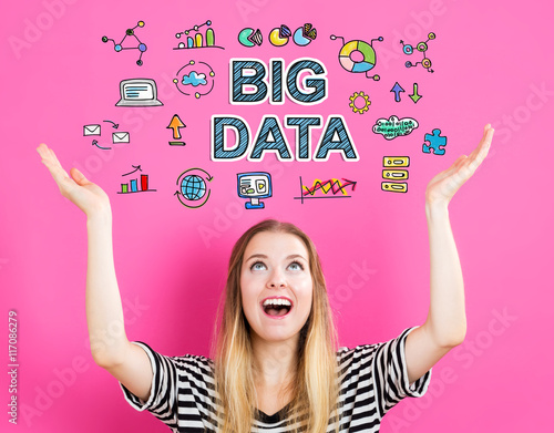 Big Data concept with young woman