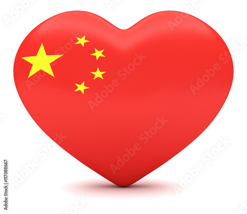 Free Download Love China: Chinese Flag Heart, 3d illustration - GFXLoad