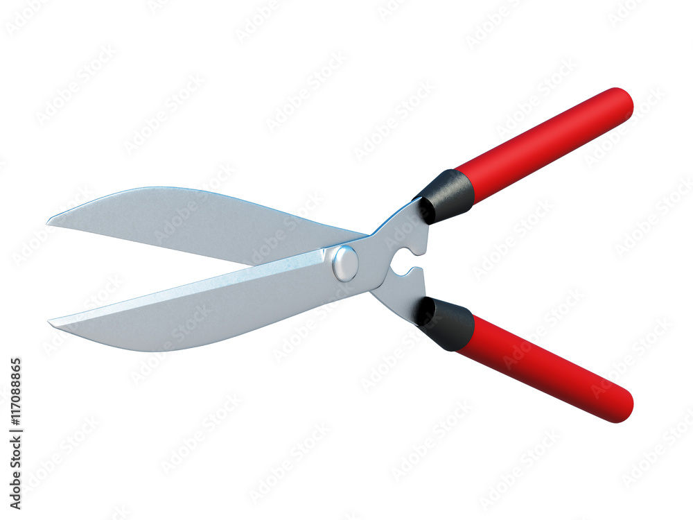 Pruner isolated on a white background. Series garden tools. 3d render image Pruner isolated on a white background. Series garden tools. 3d render image