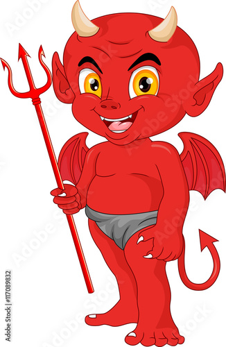 little devil cartoon holding trident