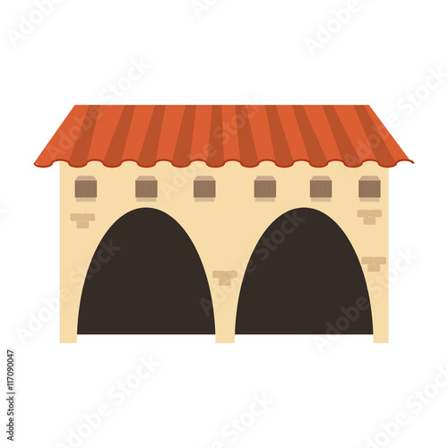 flat design spanish colonial architecture icon vector illustration