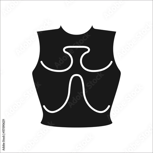 Old iron cuirass symbol simple icon on background