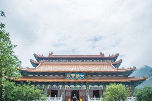 Hall of Great Hero at Po Lin Monastery in Hong Kong.