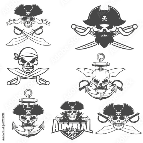 Set of pirate skulls.