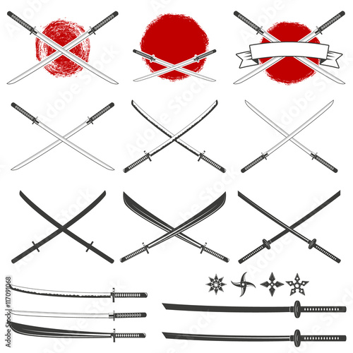 Set of the katana swords.