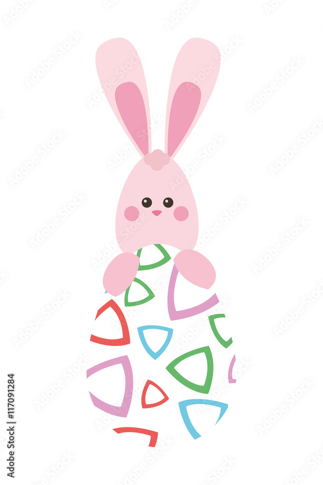 Obraz premium flat design easter bunny with egg icon vector illustration