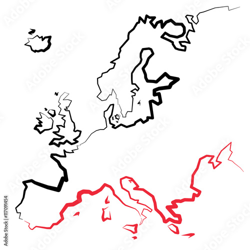 Europa - mapa - kontury