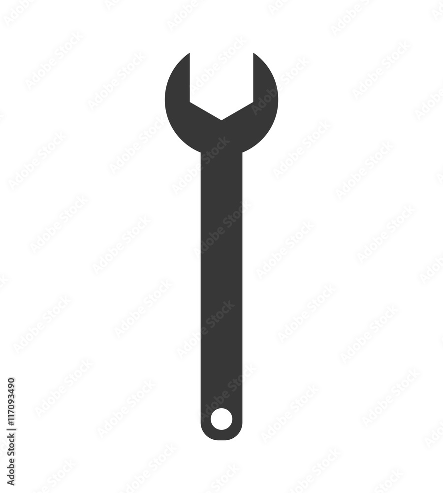 Tool, repair and construction concept represented by wrench silhouette icon. Isolated and flat illustration Tool, repair and construction concept represented by wrench silhouette icon. Isolated and flat illustration