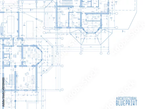 Fototapeta Architectural drawings on light background.