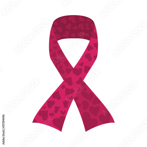 Hope and breast cancer concept represented by ribbon icon. Isolated and flat illustration