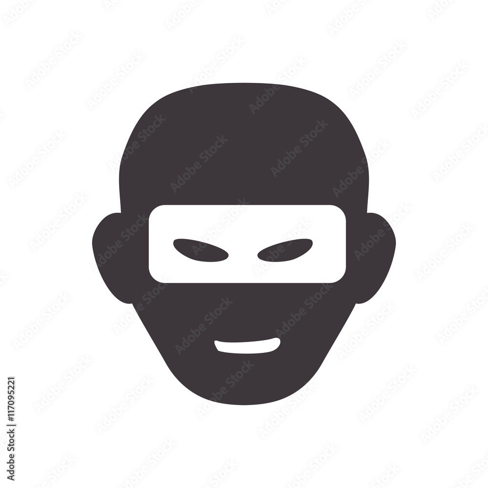 Insurance and Protection concept represented by thief cartoon icon. Isolated and flat illustration