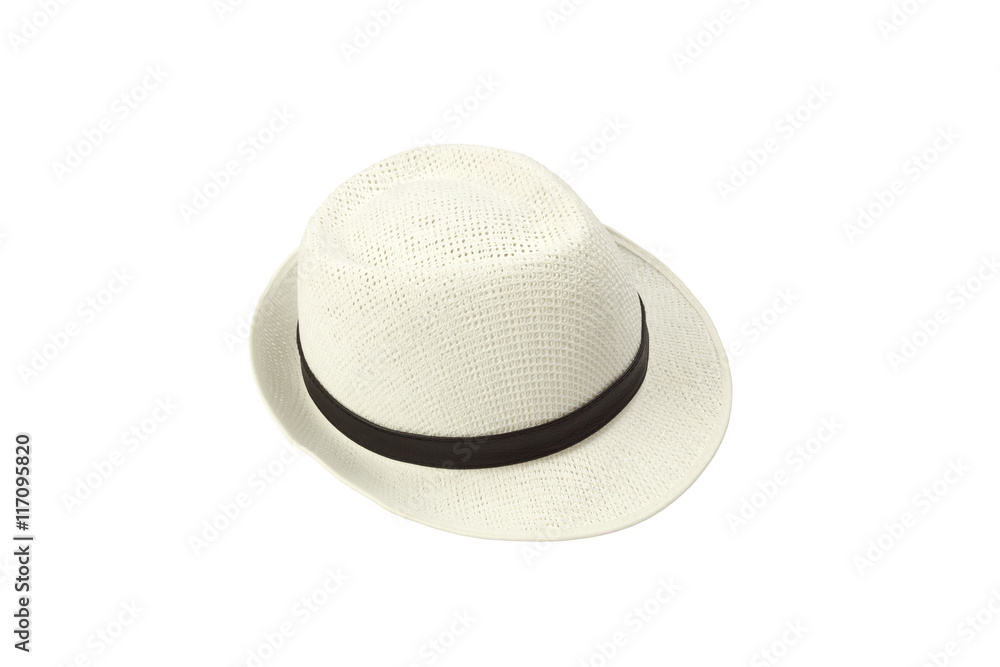 White fashion hat isolated on white background White fashion hat isolated on white background
