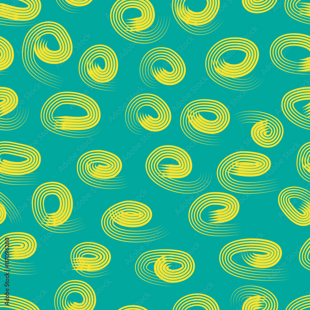 Rounded striped yellow seamless pattern.