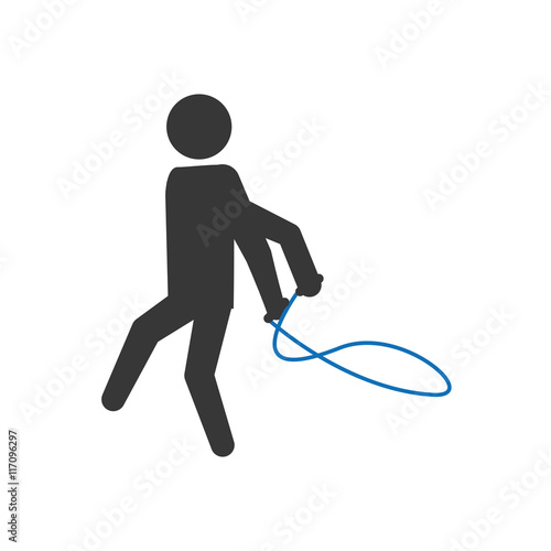 Person doing action concept represented by pictogram jumping with rope icon. Isolated and flat illustration