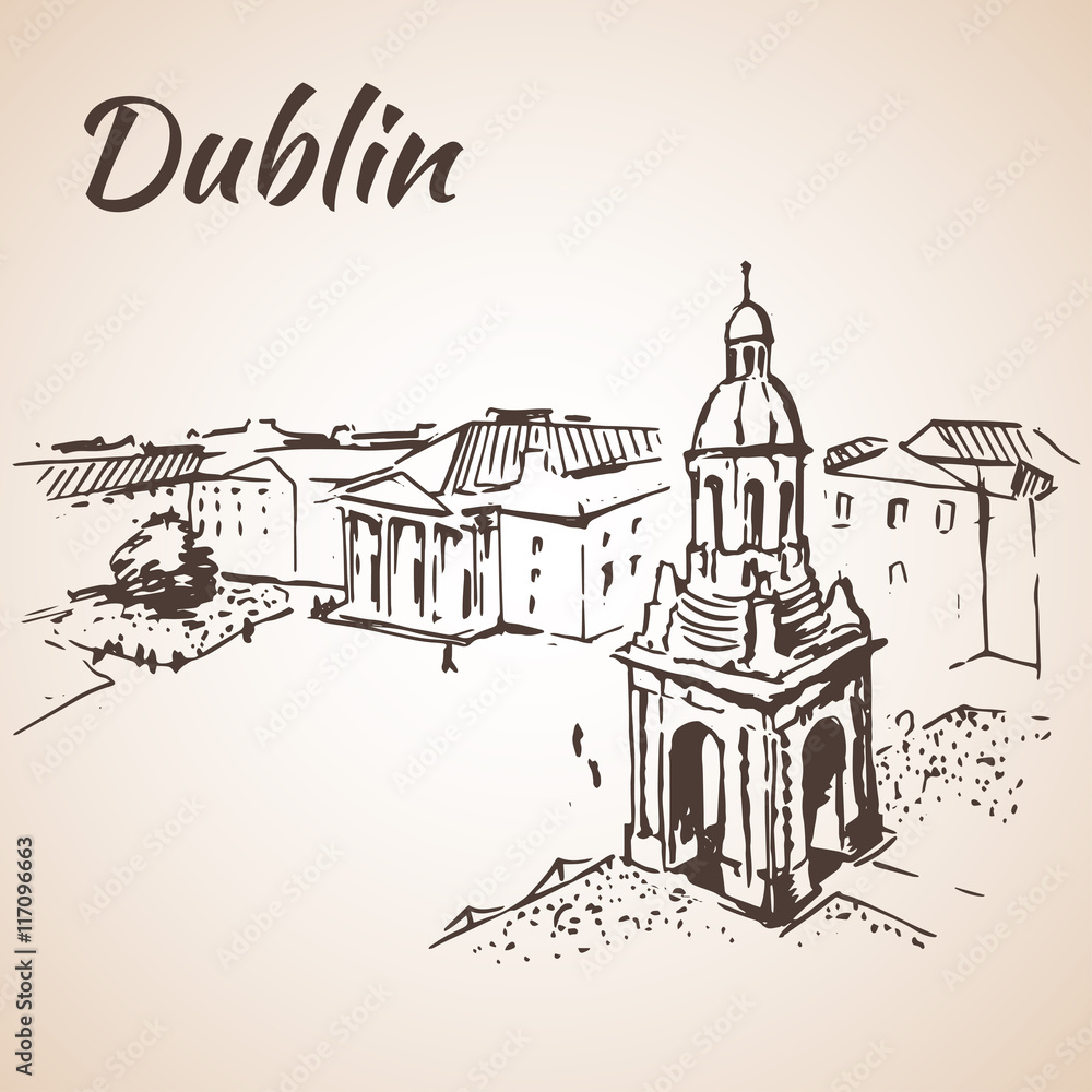 Dublin square cityscape - Ireland.