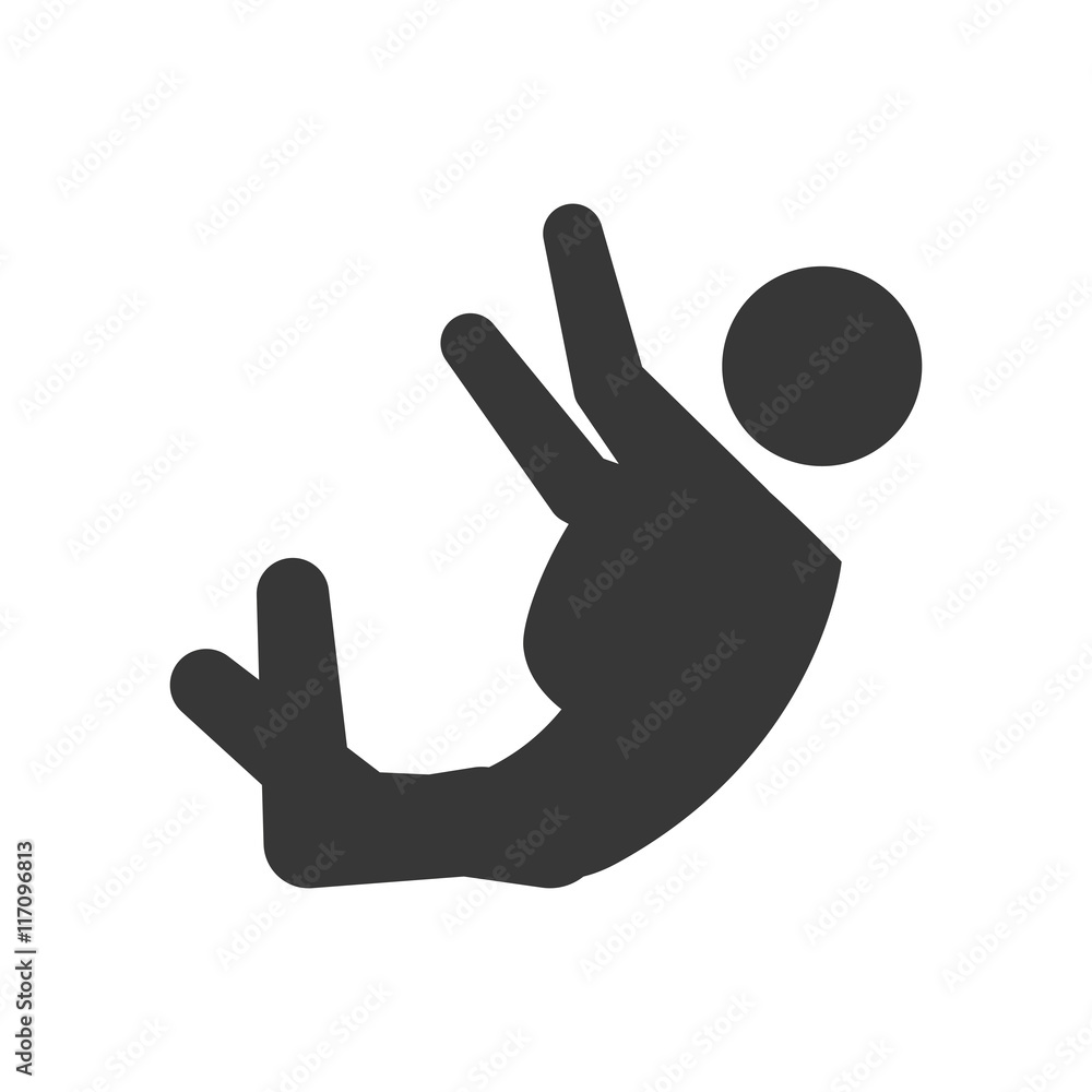 Person doing action concept represented by pictogram jumping with parachute icon. Isolated and flat illustration Person doing action concept represented by pictogram jumping with parachute icon. Isolated and flat illustration