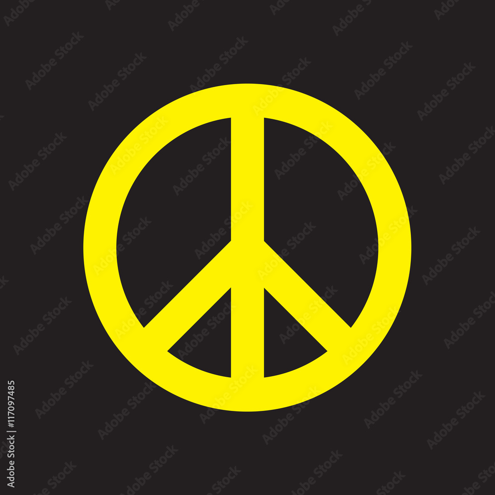 Yellow Peace symbol on black background Sign of peace for international  peace day on september. Stock Vector | Adobe Stock