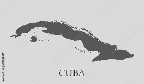 Gray Cuba map - vector illustration