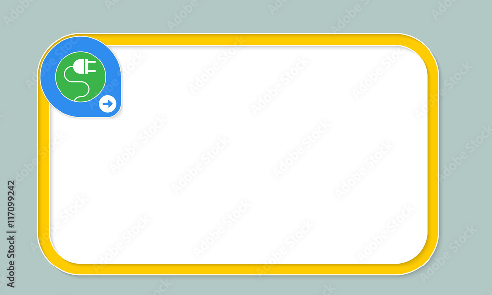 Yellow text frame for your text and energy symbol Yellow text frame for your text and energy symbol