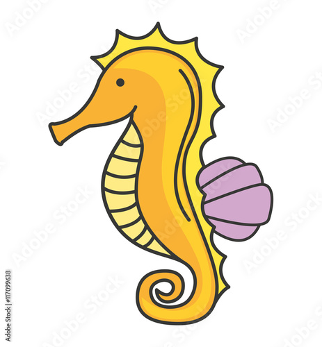 seahorse sea cute icon