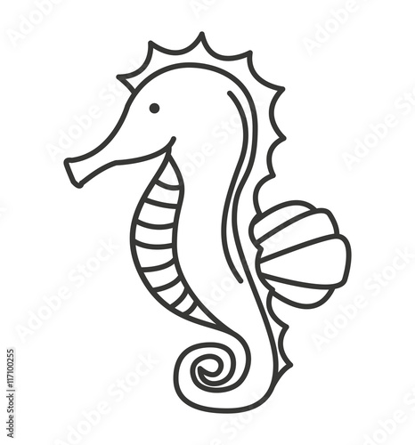 seahorse sea cute icon