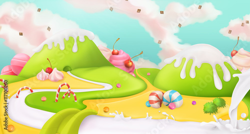 Sweet landscape, vector background