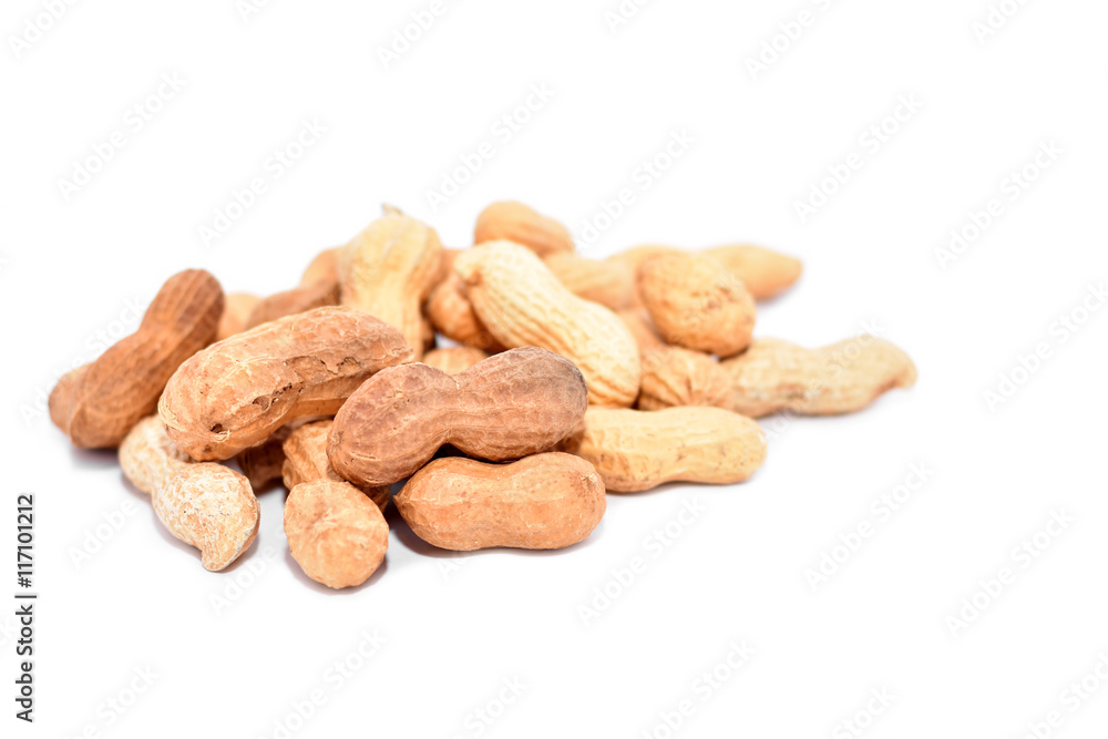 Roasted peanuts isolated on white Roasted peanuts isolated on white