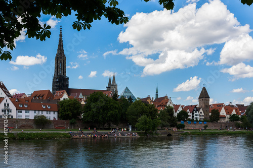Danube River and Ulmer Münster Cathedral on Ulm Daytime Landscape