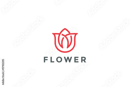 Flower Logo design vector Linear Cosmetics SPA Fashion icon #117102205