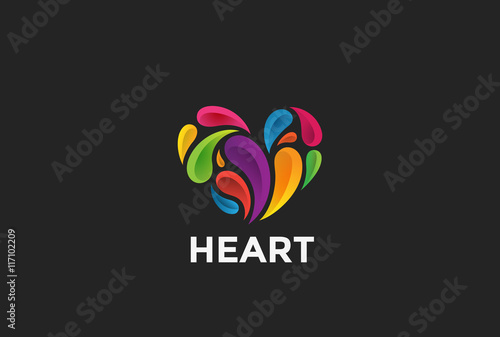 Heart Splashes Logo design vector Love Valentines Day icon