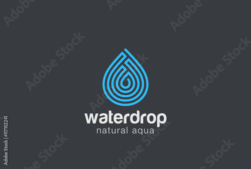Water drop Logo design vector Linear. Droplet of aqua oil icon