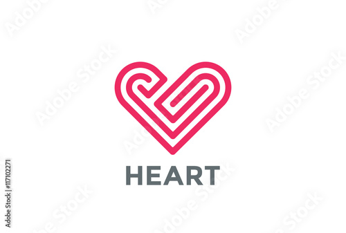 Heart Logo design vector. Love Valentines Day Linear icon photo