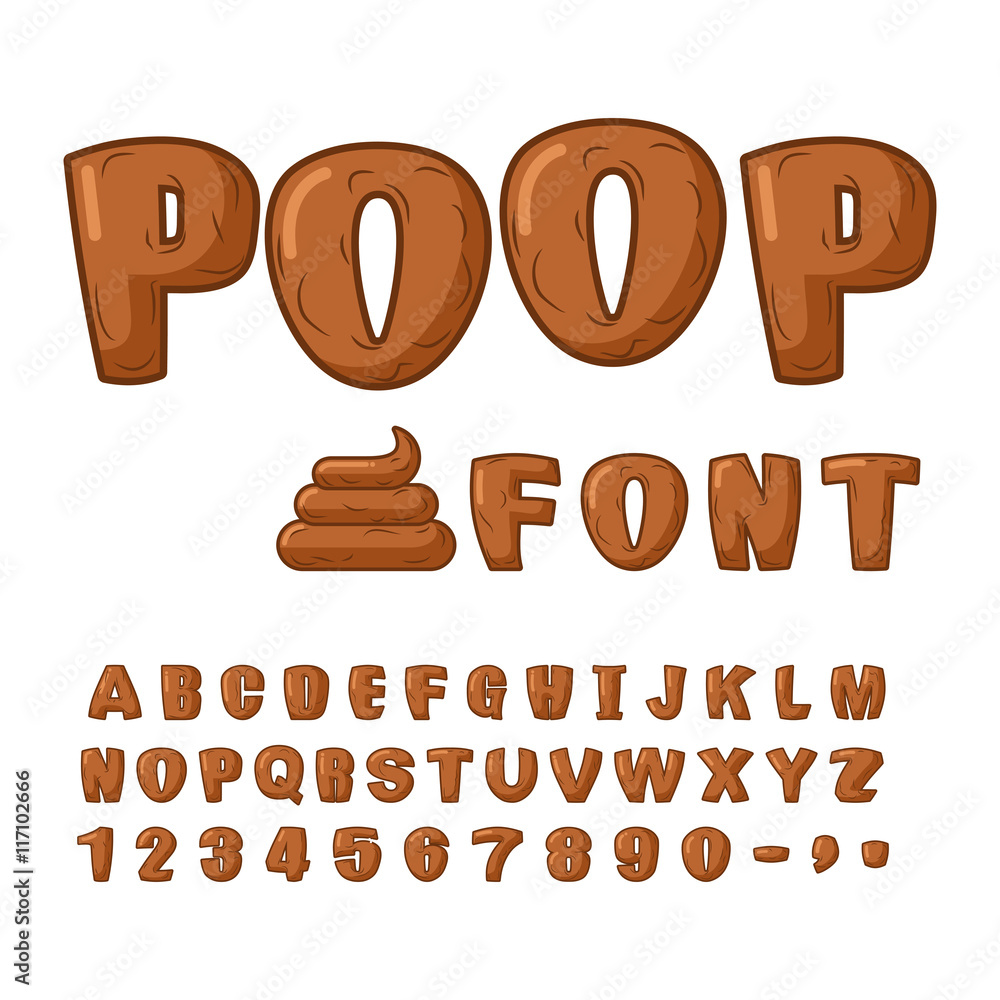 Poop font. Brown alphabet of turud. ABC shit. Set of letters fro Stock Vector Adobe Stock