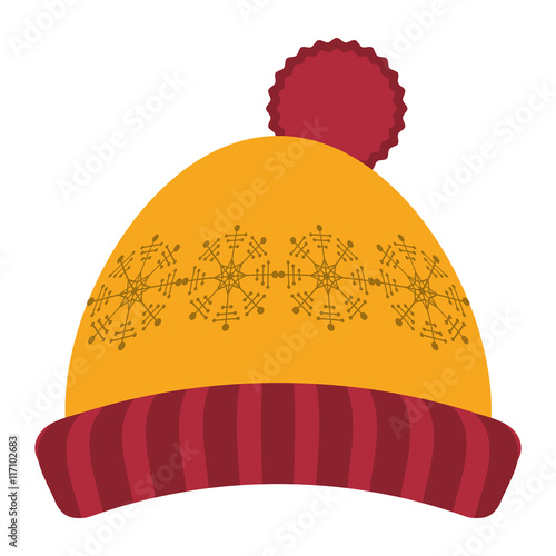 flat design winter knit hat icon vector illustration