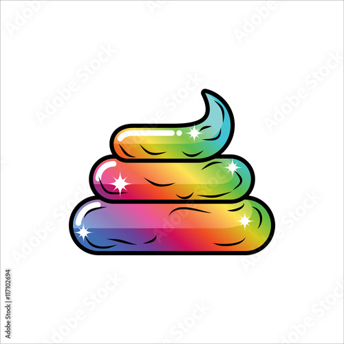 Rainbow unicorn poop. Magical fairy animal turd. Shit magic beas