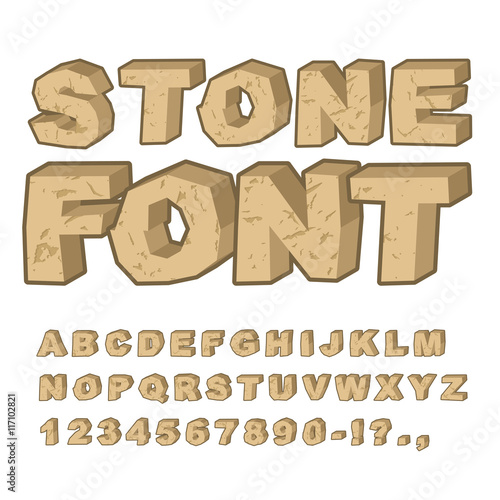 Stone font. Set of letters from stones. Alphabet and rocks. ston