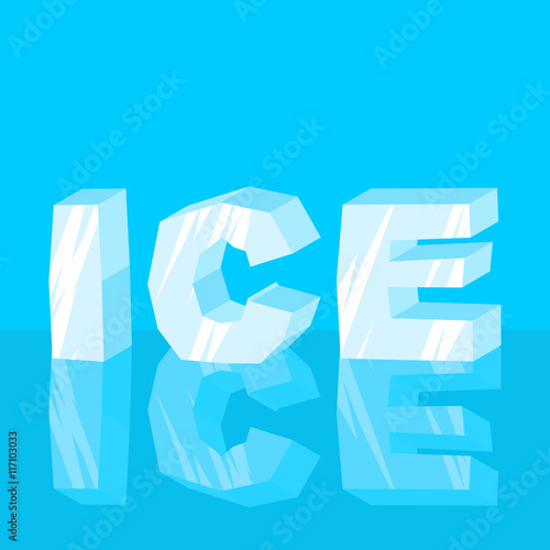 Ice text. Cool lettering letters. Typography frozen letters